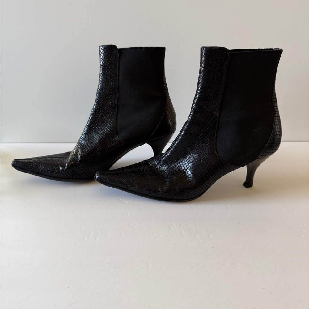 Donald Pliner Women’s Sz 9M Leather Snakeskin Print Black Boots/Booties